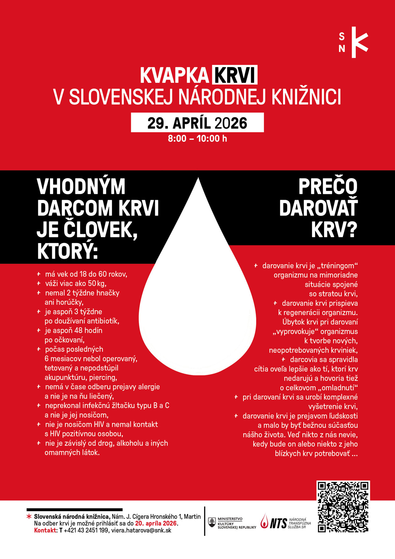 Kvapka krvi v SNK - darca