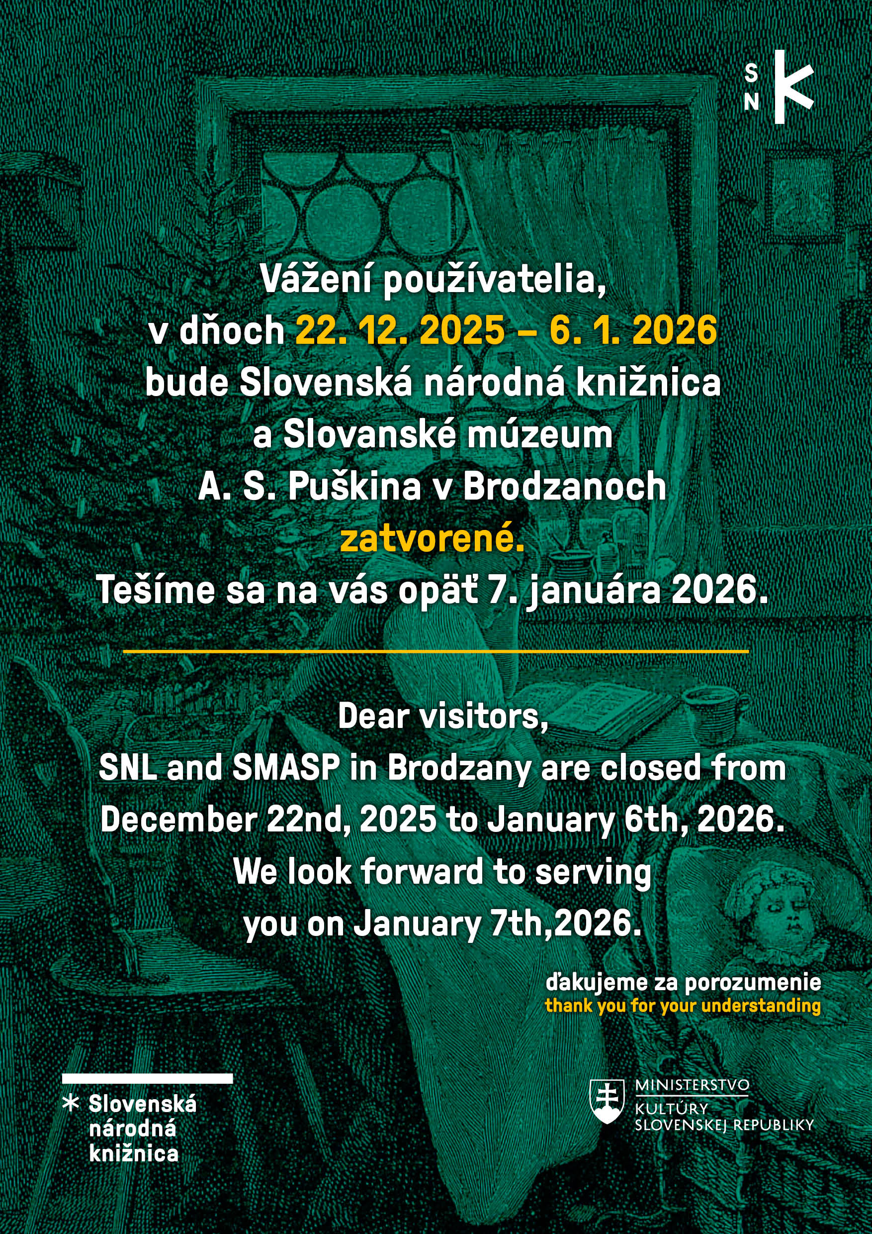 SNK cez Vianoce zatvorená 